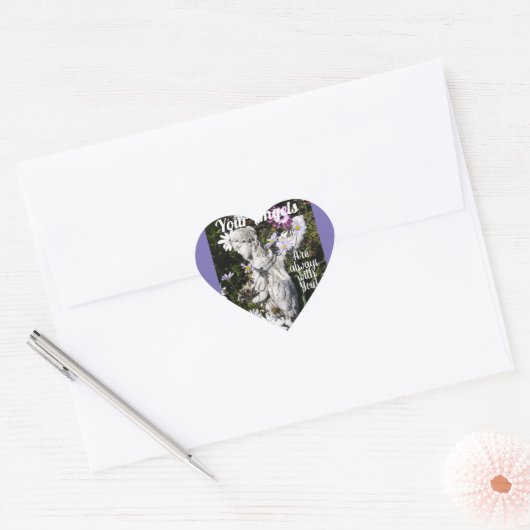 あなたの天使はいつもあなたと一緒にいるフローラ花 ハートシール (封筒)
