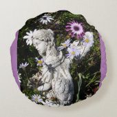 あなたの天使はいつもあなたと薄紫フローラ天使 ラウンドクッション (裏面)