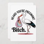 あなたの妊娠コウノトリおもしろいコ妊娠ベビーを聞いた 招待状 (正面/裏面)
