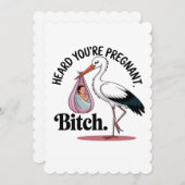 あなたの妊娠コウノトリおもしろいコ妊娠ベビーを聞いた 招待状 (正面/裏面)