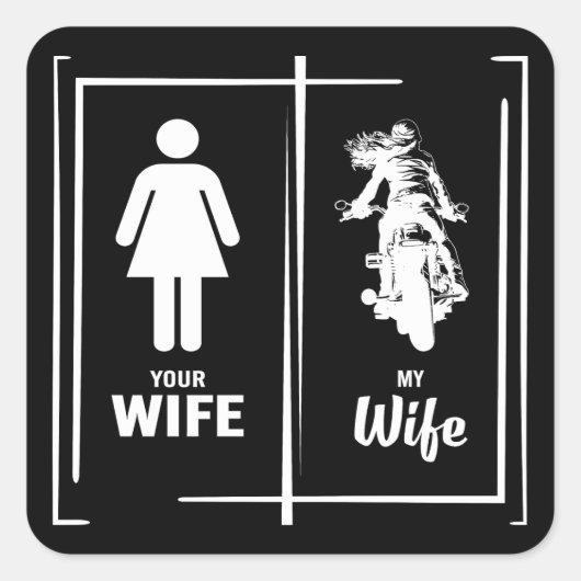 あなたの妻の妻のバイクもしくは自転車に乗る人妻のバレンタインデー スクエアシール (正面)