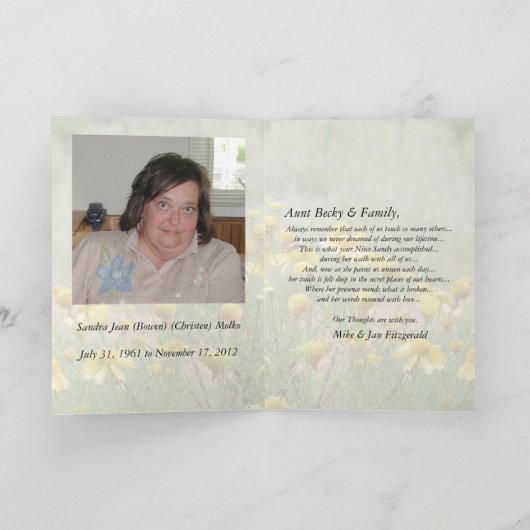 あなたの姪を思い出して カード (内部)