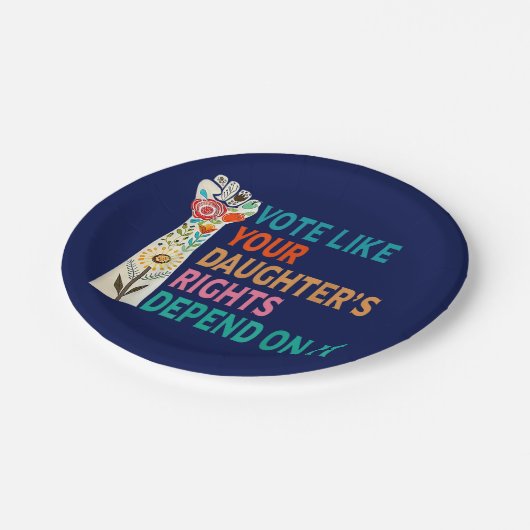あなたの娘の権利が青に依存するように投票 ペーパープレート (アングル)