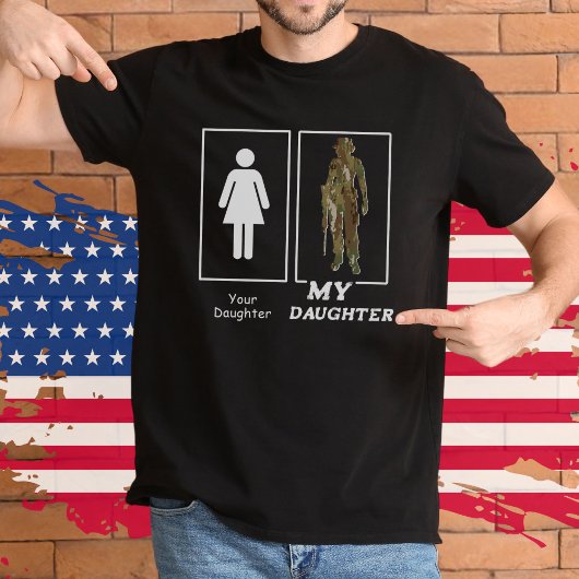 あなたの娘私の娘おもしろい軍隊母パパ Tシャツ