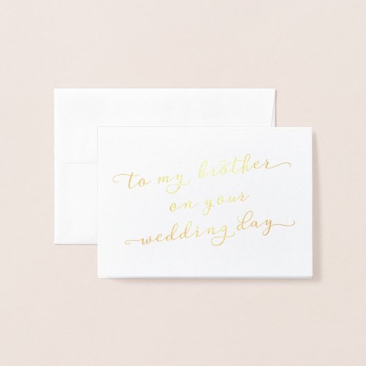 あなたの婚礼の日の金ゴールドカードの私の兄弟に 箔カード (封筒付き正面)