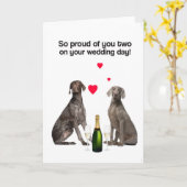 あなたの婚礼の日の(GSP及びWeimaraner)挨拶状 カード (黄色い花)