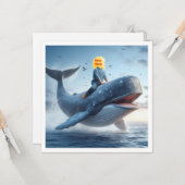 あなたの子供がクジラに乗っている、クジラのグリーティングカード カード (正面/裏面インサイチュ)