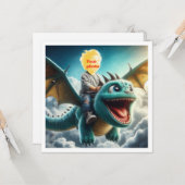 あなたの子供が青いドラゴンに乗って飛んでいる、ドラゴンカード カード (正面/裏面インサイチュ)