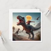 あなたの子供がTレックスに乗って、私の顔をカードに載せて カード (正面/裏面インサイチュ)