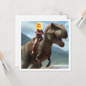 あなたの子供がＴレックスに乗って、私の顔をカードに載せて カード (正面/裏面インサイチュ)