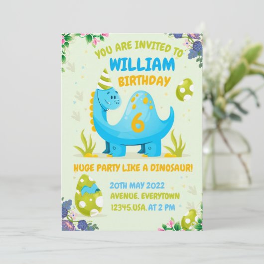あなたの子供のための恐竜の誕生日の招待 招待状 (スタンド正面)