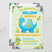 あなたの子供のための恐竜の誕生日の招待 招待状 (正面/裏面)