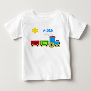 あなたの子供の一流のかわいい列車SHIRによって個人化して下さい ベビーTシャツ