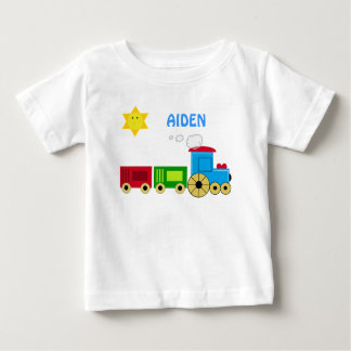 あなたの子供の一流のかわいい列車SHIRによって個人化して下さい ベビーTシャツ