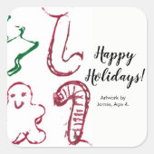 「あなたの子供の作品をここに貼りましょう」, オーダーメイドのクリスマス スクエアシール (正面)