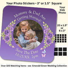 あなたの子供の写真 ママとパパが結婚するよ スクエアシール