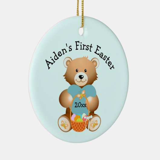あなたの子供の名前の最初のイースターオーナメント セラミックオーナメント (右)