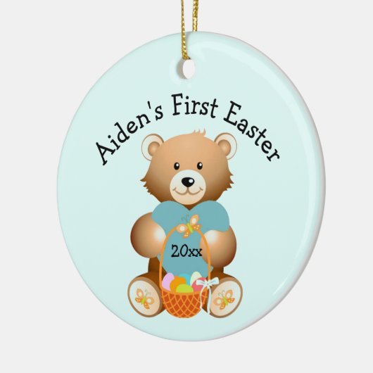 あなたの子供の名前の最初のイースターオーナメント セラミックオーナメント (左)