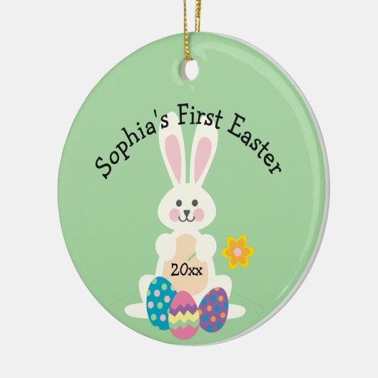 あなたの子供の名前の最初のイースターバニーオーナメント セラミックオーナメント (左)