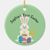 あなたの子供の名前の最初のイースターバニーオーナメント セラミックオーナメント (裏面)