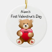 あなたの子供の名前ファーストバレンタインデーオーナメント セラミックオーナメント (正面)