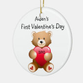 あなたの子供の名前ファーストバレンタインデーオーナメント セラミックオーナメント (左)