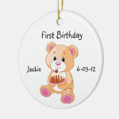 あなたの子供の最初の誕生日テディベアオーナメント セラミックオーナメント (左)