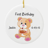 あなたの子供の最初の誕生日テディベアオーナメント セラミックオーナメント (裏面)