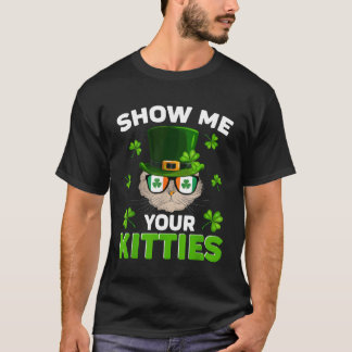 あなたの子猫を見せて 聖パトリックの日のレトロなおふざけデザイン Tシャツ