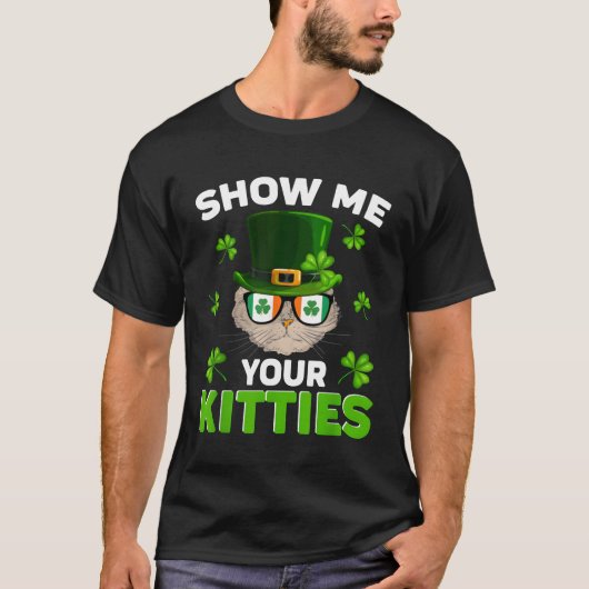 あなたの子猫を見せて 聖パトリックの日のレトロなおふざけデザイン Tシャツ (正面)