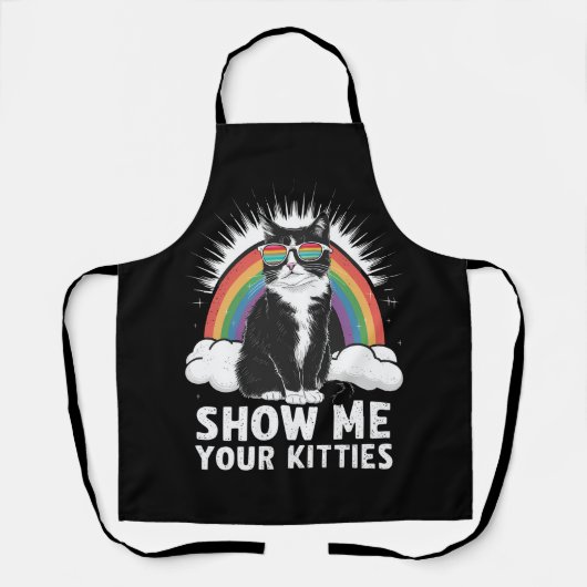 あなたの子猫を見せて Pride LGBTQ レズビアン ゲイ ユーモア エプロン (正面)
