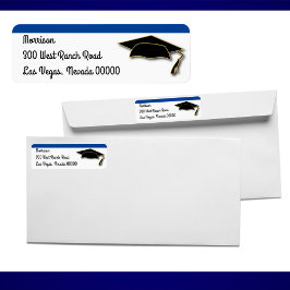 あなたの学校のカラー卒業キャップモノグラムブルー ラベル