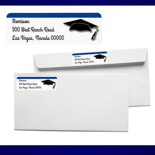 あなたの学校のカラー卒業キャップモノグラムブルー ラベル