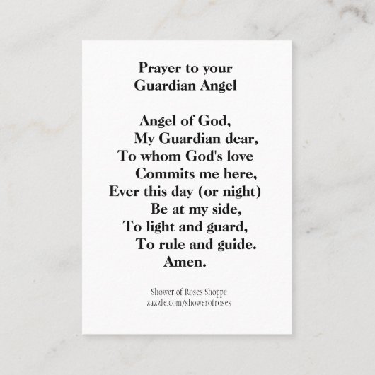 あなたの守り神への祈りの言葉 名刺 (裏面)