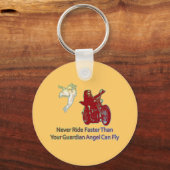 あなたの守護天使が飛べるより速く乗ることはない キーホルダー (正面)