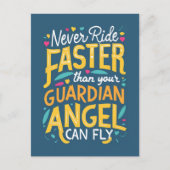 あなたの守護天使が飛べるより速く乗ることはない ポストカード (正面)