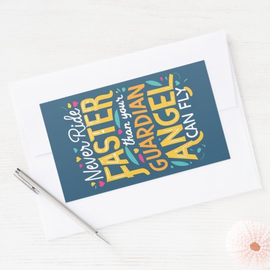 あなたの守護天使が飛べるより速く乗ることはない 長方形シール (封筒)