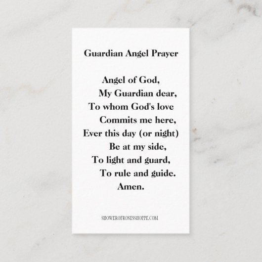 あなたの守護天使の神聖なカードへの宗教的な祈りの言葉 プレイスカード (裏面)