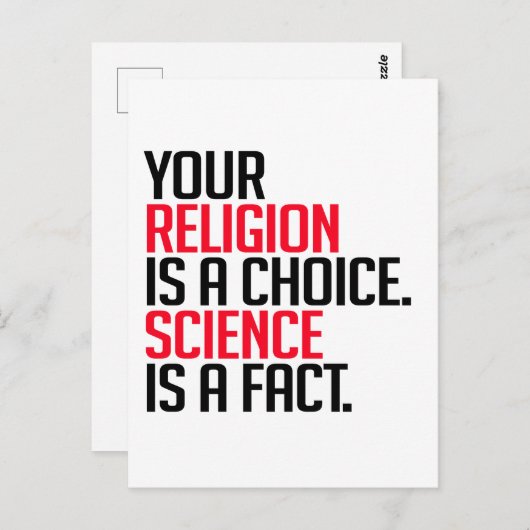 あなたの宗教は選択であり、科学は事実である ポストカード (正面/裏面)