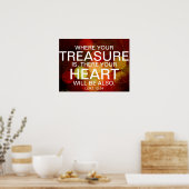 あなたの宝が聖書の詩のポスターである場所 ポスター (キッチン)