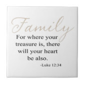 あなたの宝物が家族の引用文どこにのためであるか タイル (正面)