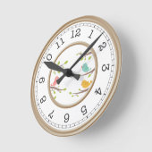 あなたの家で甘い鳥の春 ラウンド壁時計 (傾斜)