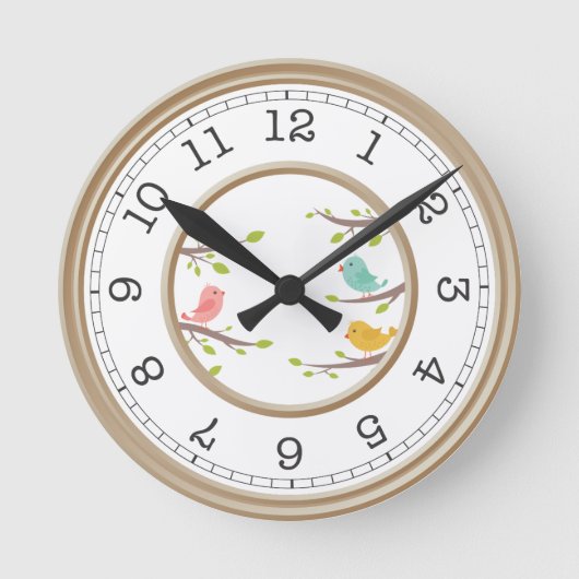 あなたの家で甘い鳥の春 ラウンド壁時計 (正面)