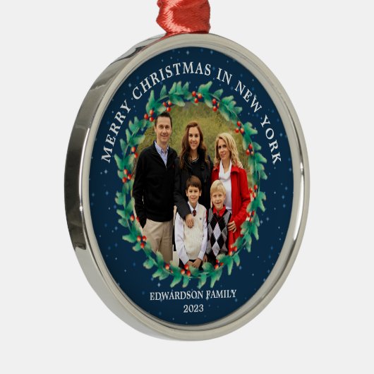 あなたの家の場所の写真でメリークリスマス メタルオーナメント (右)