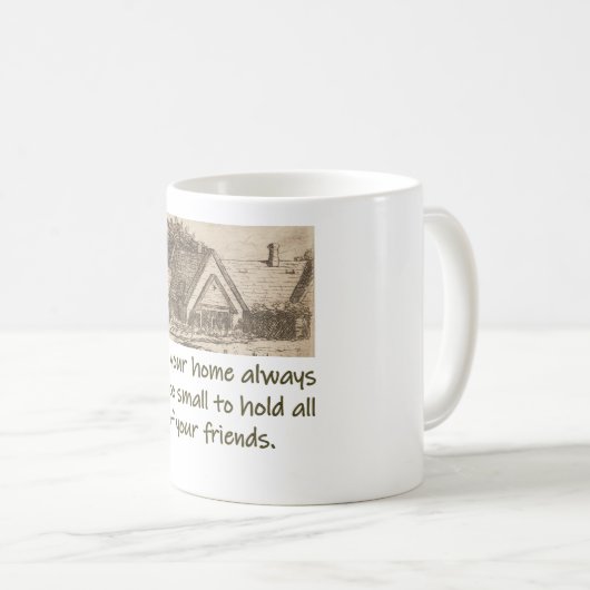 あなたの家は常に小さすぎる – ホーム引用文 コーヒーマグカップ (正面右)