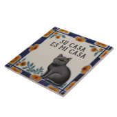 あなたの家は私の家 - スペイン語の猫の面白いユーモア タイル (側面)