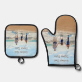 あなたの家族の写真とカスタム文字パーソナライズされた 鍋つかみ&鍋敷きセット (正面)