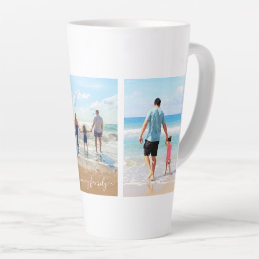 あなたの家族の写真コラージュラテマグカップと文字 カフェラテマグ (右アングル)