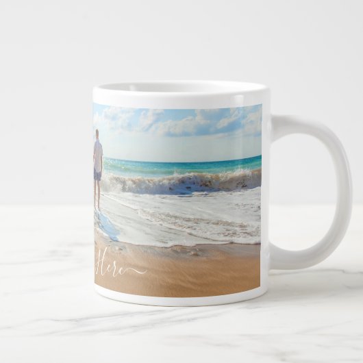 あなたの家族の写真コーヒーマグギフトとカスタム文字 ジャンボコーヒーマグカップ (右)