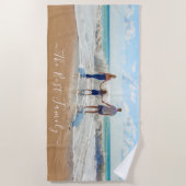 あなたの家族の写真ビーチタオル文字ザ最高のファミリ ビーチタオル (正面)